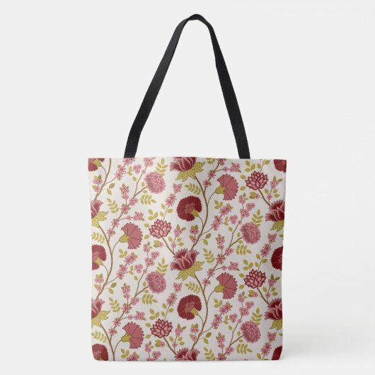 Jacobean Floral Big Pattern Reds Pinks Gold Cream Draagtas (Voorkant)