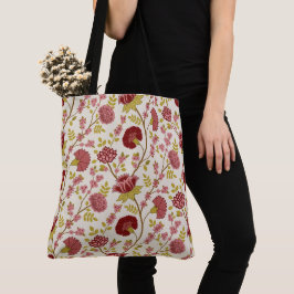 Jacobean Floral Big Pattern Reds Pinks Gold Cream Draagtas