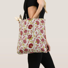 Jacobean Floral Big Pattern Reds Pinks Gold Cream Draagtas