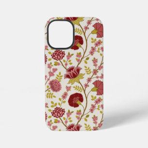 Jacobean Floral Big Pattern Reds Pinks Gold Cream iPhone 12 Mini Hoesje