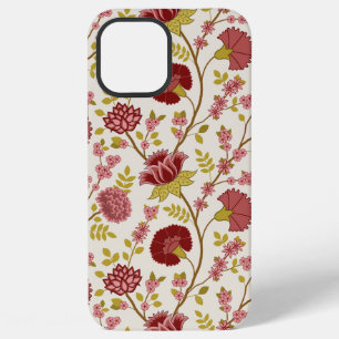 Jacobean Floral Big Pattern Reds Pinks Gold Cream iPhone 12 Pro Max Hoesje