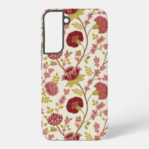 Jacobean Floral Big Pattern Reds Pinks Gold Cream Samsung Galaxy Hoesje