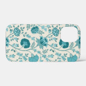 Jacobean Floral Big Pattern Teals op Cream Case-Mate iPhone Case (Achterkant (horizontaal))