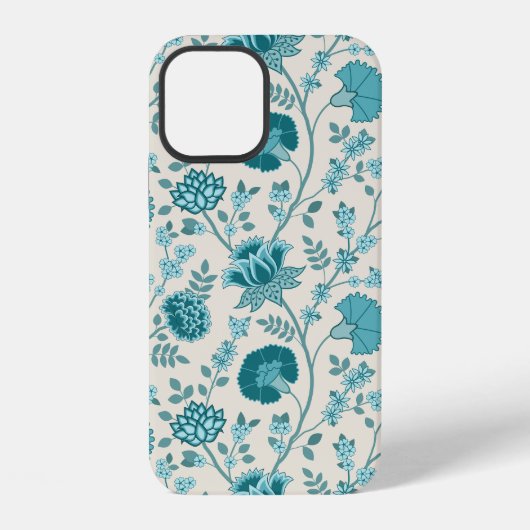 Jacobean Floral Big Pattern Teals op Cream iPhone Hoesje (Achterkant)