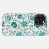 Jacobean Floral Big Pattern Teals op Cream iPhone Hoesje (Achterkant horizontaal)