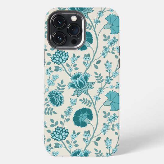 Jacobean Floral Big Pattern Teals op Cream iPhone Hoesje (Achterkant)