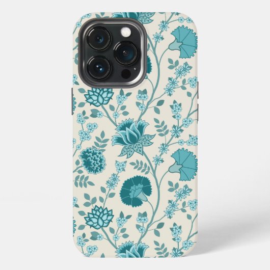 Jacobean Floral Big Pattern Teals op Cream iPhone Hoesje (Achterkant)