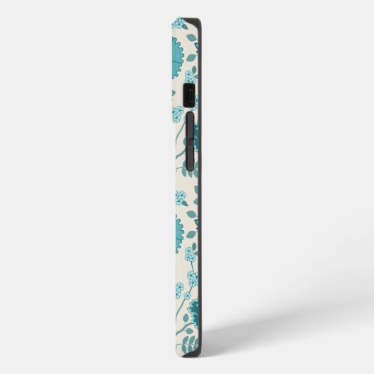 Jacobean Floral Big Pattern Teals op Cream iPhone Hoesje (Linkerkant)