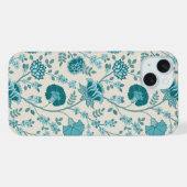 Jacobean Floral Big Pattern Teals op Cream iPhone Hoesje (Achterkant horizontaal)