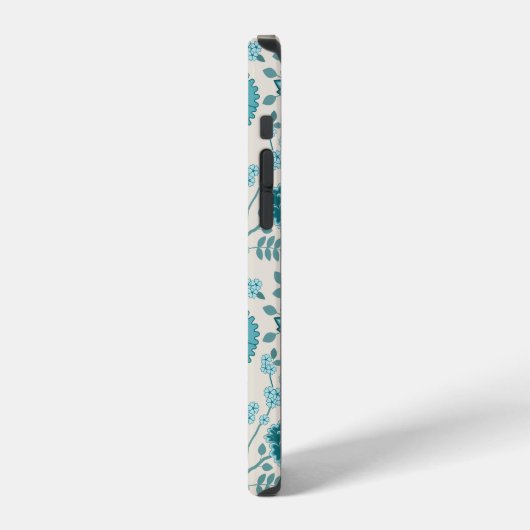 Jacobean Floral Big Pattern Teals op Cream iPhone Hoesje (Linkerkant)