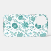 Jacobean Floral Big Pattern Teals op wit Case-Mate iPhone Case (Achterkant (horizontaal))