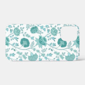 Jacobean Floral Big Pattern Teals op wit Case-Mate iPhone Case (Achterkant (horizontaal))
