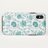 Jacobean Floral Big Pattern Teals op wit Case-Mate iPhone Case (Achterkant (horizontaal))