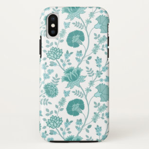 Jacobean Floral Big Pattern Teals op wit iPhone XS Hoesje
