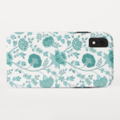 Jacobean Floral Big Pattern Teals op wit Case-Mate iPhone Case (Achterkant (horizontaal))