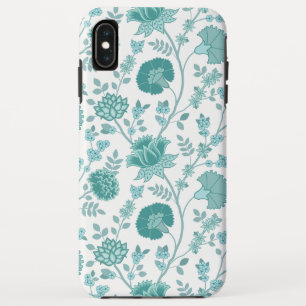 Jacobean Floral Big Pattern Teals op wit iPhone XS Max Hoesje