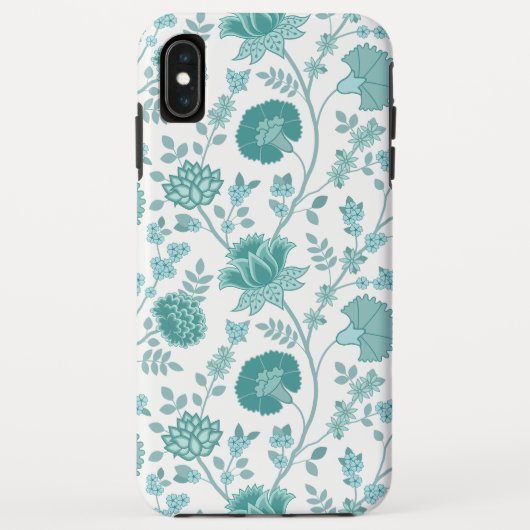 Jacobean Floral Big Pattern Teals op wit Case-Mate iPhone Case (Achterkant)