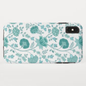 Jacobean Floral Big Pattern Teals op wit Case-Mate iPhone Case (Achterkant (horizontaal))