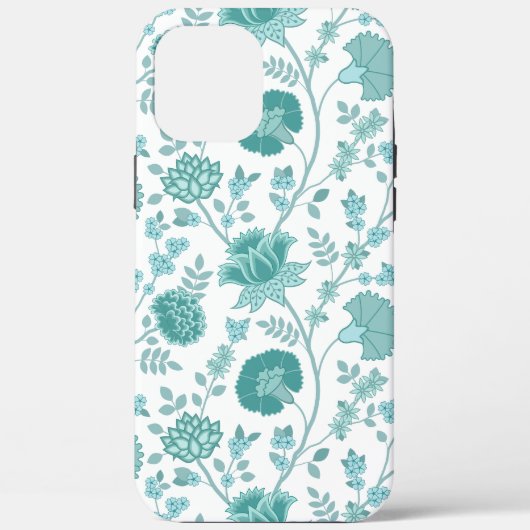Jacobean Floral Big Pattern Teals op wit Case-Mate iPhone Case (Achterkant)