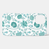 Jacobean Floral Big Pattern Teals op wit Case-Mate iPhone Case (Achterkant (horizontaal))