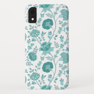 Jacobean Floral Big Pattern Teals op wit iPhone XR Hoesje