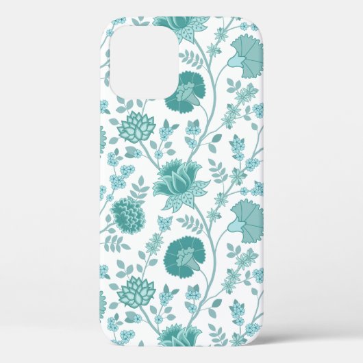 Jacobean Floral Big Pattern Teals op wit Case-Mate iPhone Case (Achterkant)