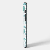 Jacobean Floral Big Pattern Teals op wit Case-Mate iPhone Case (Achterkant / Links)