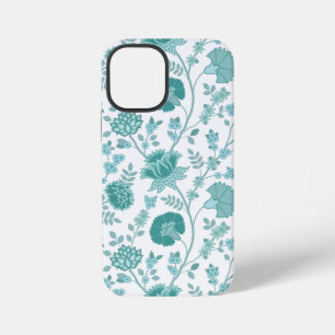 Jacobean Floral Big Pattern Teals op wit iPhone 12 Mini Hoesje