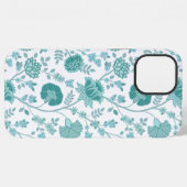 Jacobean Floral Big Pattern Teals op wit iPhone Hoesje (Achterkant horizontaal)