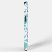 Jacobean Floral Big Pattern Teals op wit iPhone Hoesje (Rechterkant)
