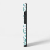 Jacobean Floral Big Pattern Teals op wit iPhone Hoesje (Linkerkant)