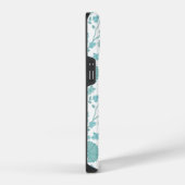 Jacobean Floral Big Pattern Teals op wit iPhone Hoesje (Rechterkant)