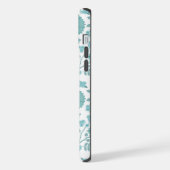 Jacobean Floral Big Pattern Teals op wit iPhone Hoesje (Linkerkant)