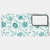 Jacobean Floral Big Pattern Teals op wit Samsung Galaxy Hoesje (Achterkant horizontaal)