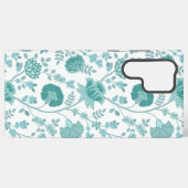 Jacobean Floral Big Pattern Teals op wit Samsung Galaxy Hoesje (Achterkant horizontaal)