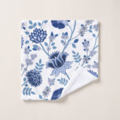 Jacobean floral blues sur blanc (Gant de toilette)