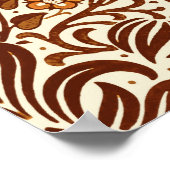 Jacobean Floral Damask, Beige en Chocolate Brown Poster (Hoek)
