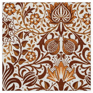 Jacobean Floral Damask, Beige en Chocolate Brown Stof