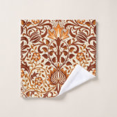 Jacobean Floral Damask, Beige et Chocolat Brown (Gant de toilette)