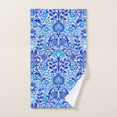 Jacobean Floral Damask, Cobalt Blue en White Bad Handdoek (Handdoek)