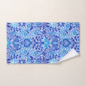 Jacobean Floral Damask, Cobalt Blue en White Bad Handdoek (Handdoek)