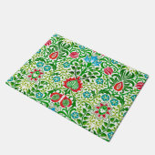 Jacobean Floral Damask, Green en Coral Red Deurmat (Schuin)