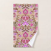 Jacobean Floral Damask, Pink, Violet en Brown  Bad Handdoek (Handdoek)