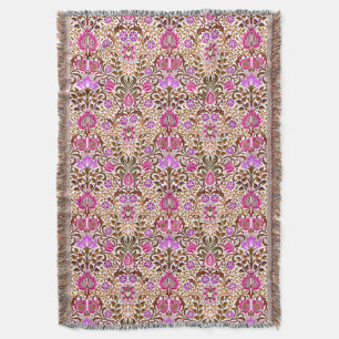 Jacobean Floral Damask, Pink, Violet en Brown Deken