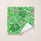 Jacobean Floral, Emerald en Lime Green Bad Handdoek (Wasdoekje)