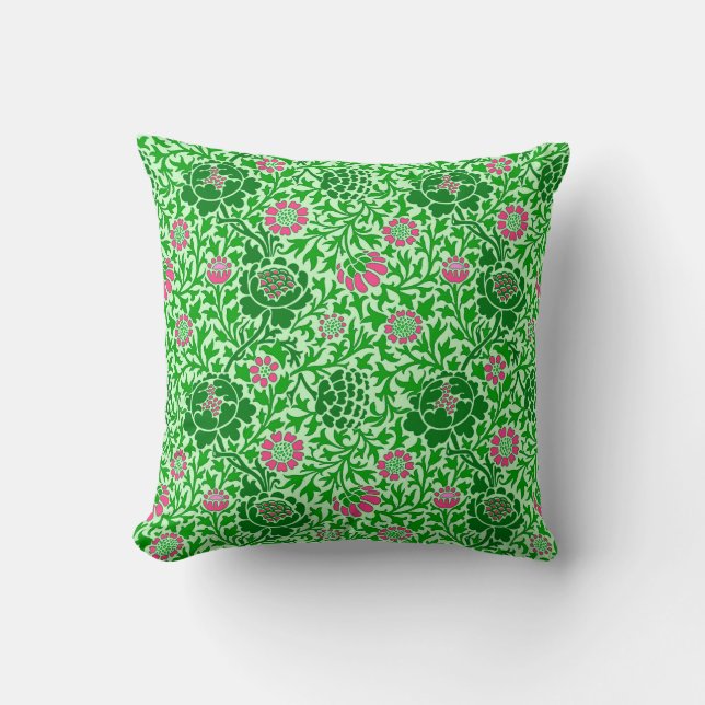 Jacobean Floral, Emerald en Lime Green Kussen (Voorkant)