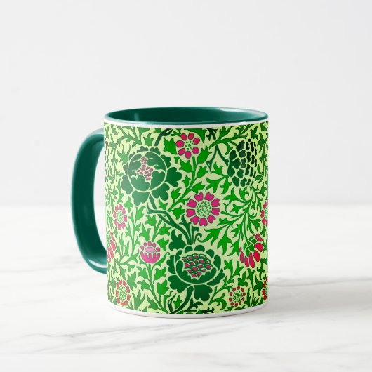 Jacobean Floral, Emerald en Lime Green Mok (Voorkant links)