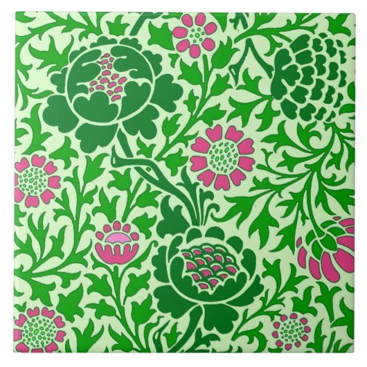 Jacobean Floral, Emerald en Lime Green Tegeltje (Voorkant)