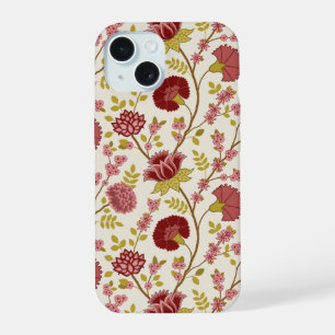 Jacobean Floral Grand Motif Reds Pinks Gold Creme