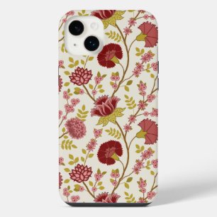 Jacobean Floral Grand Motif Reds Pinks Gold Creme